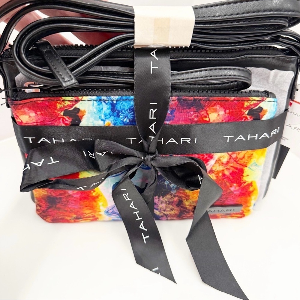 NWT Tahari Black Crossbody Bag and Watercolor Wristlet Set - Picture 2 of 8